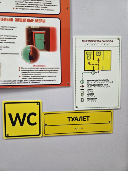 Дублирование надписей, знаков и иной текстовой и графической информации знаками, выполненными рельефно-точечным шрифтом Брайля